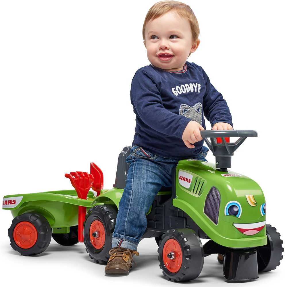 Vaikiškas traktorius Falk Baby Claas, su priekaba, žalias