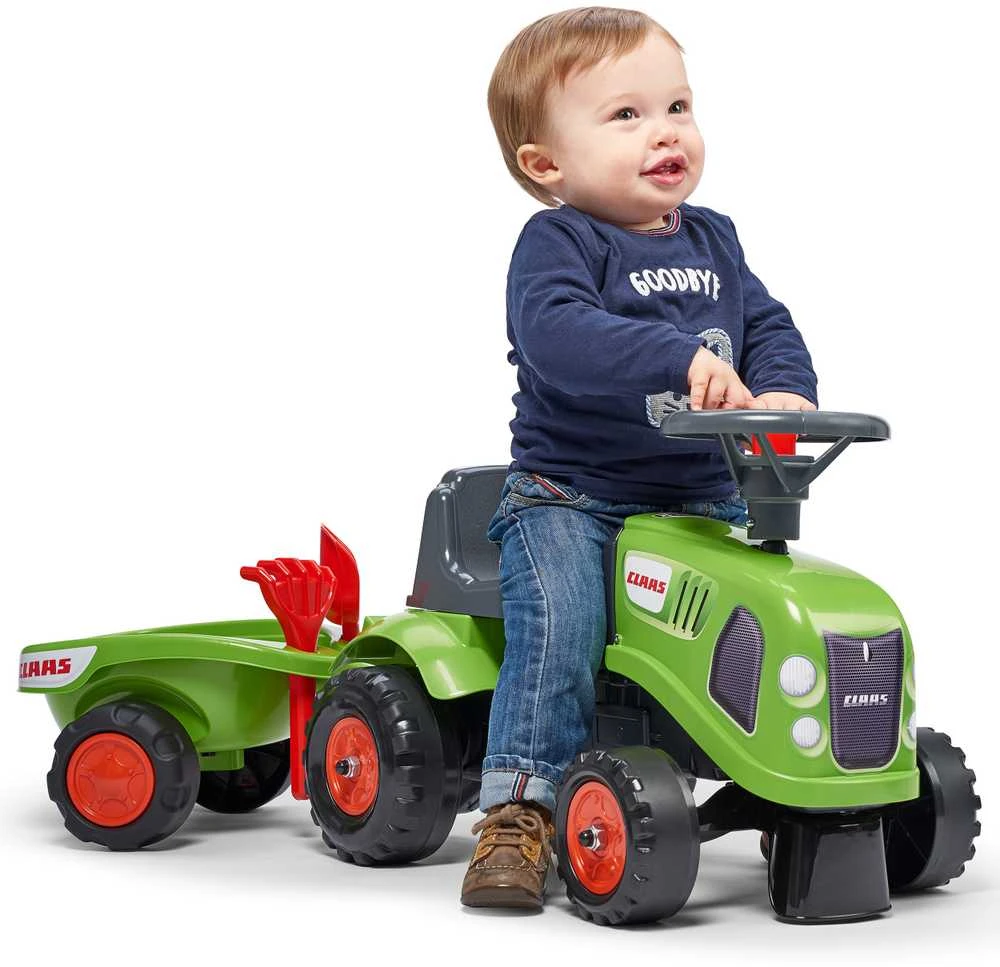 Vaikiškas traktorius Falk Baby Claas, su priekaba, žalias
