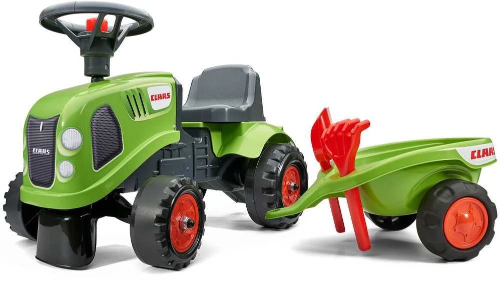 Vaikiškas traktorius Falk Baby Claas, su priekaba, žalias