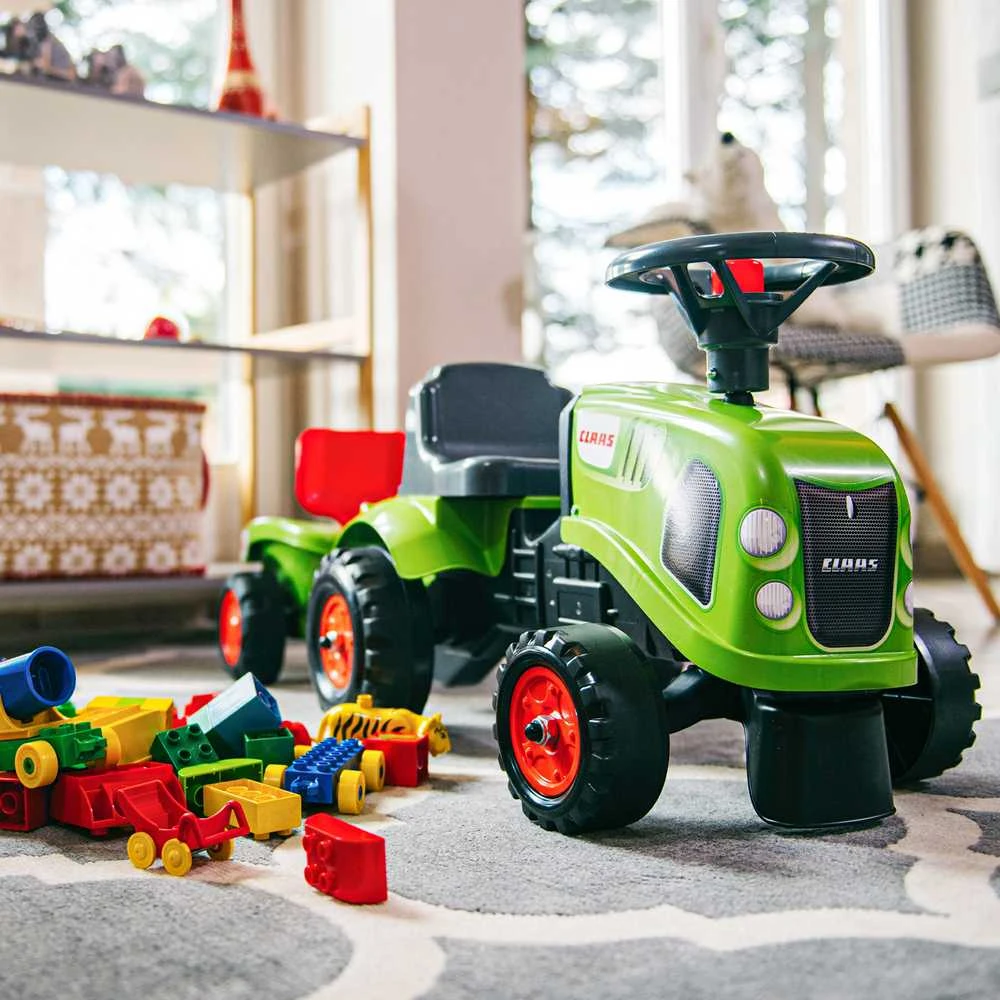 Vaikiškas traktorius Falk Baby Claas, su priekaba, žalias