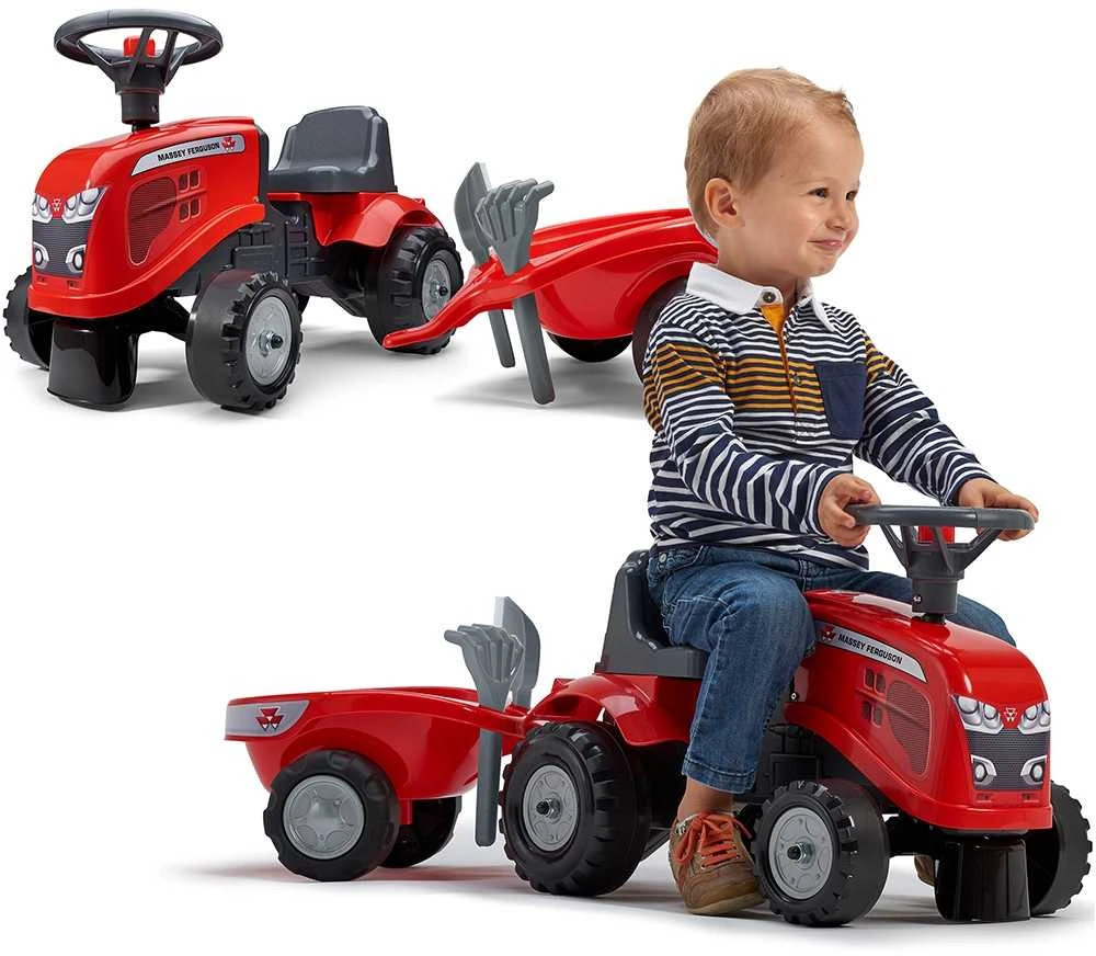 Nsh Nordic FALK Traktorius Vaikams Massey Ferguson Raudonas su Priekaba