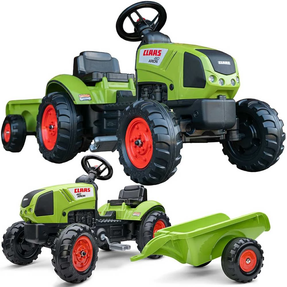 Vaikiškas pedalinis traktorius Falk Claas FAL2040A, su priekaba, žalias