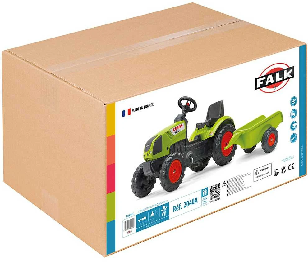 Vaikiškas pedalinis traktorius Falk Claas FAL2040A, su priekaba, žalias