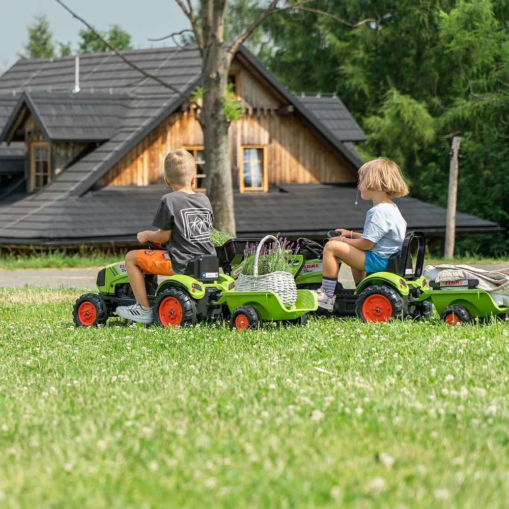 Vaikiškas pedalinis traktorius Falk Claas FAL2040A, su priekaba, žalias