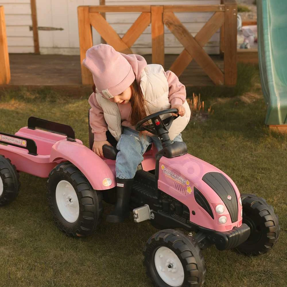Vaikiškas pedalinis traktorius Falk Country Star 2056L, su priekaba, rožinis