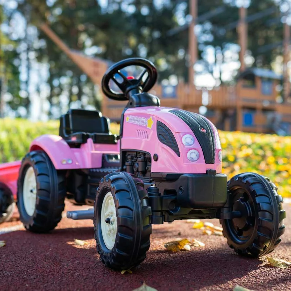 Vaikiškas pedalinis traktorius Falk Country Star 2056L, su priekaba, rožinis