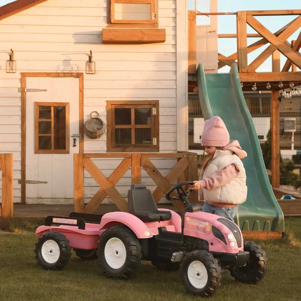 Vaikiškas pedalinis traktorius Falk Country Star 2056L, su priekaba, rožinis