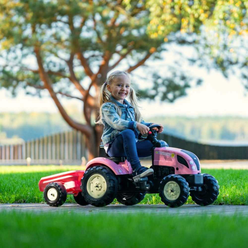 Vaikiškas pedalinis traktorius Falk Country Star 2056L, su priekaba, rožinis