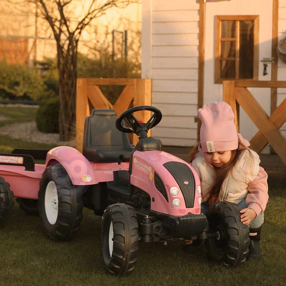 Vaikiškas pedalinis traktorius Falk Country Star 2056L, su priekaba, rožinis