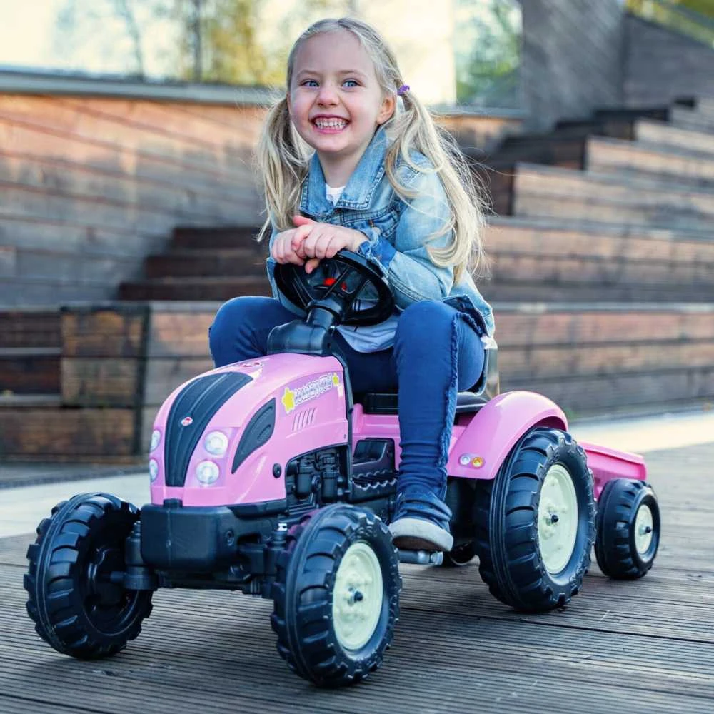 Vaikiškas pedalinis traktorius Falk Country Star 2056L, su priekaba, rožinis