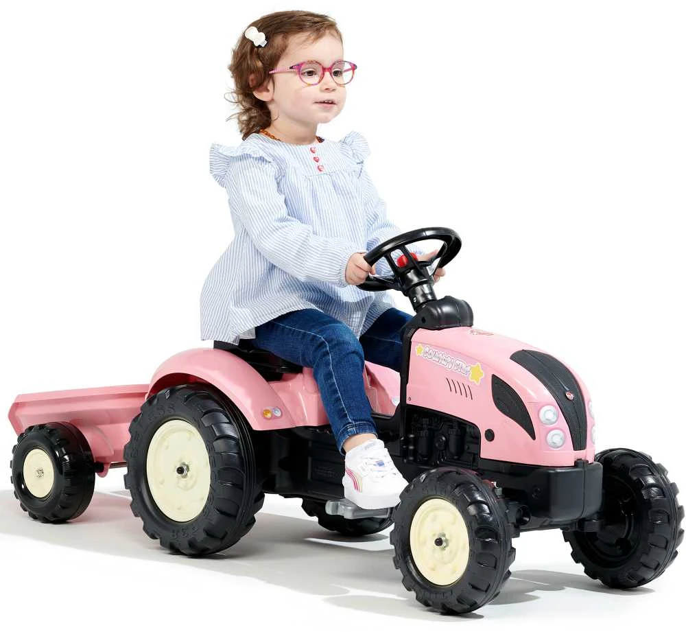 Vaikiškas pedalinis traktorius Falk Country Star 2056L, su priekaba, rožinis