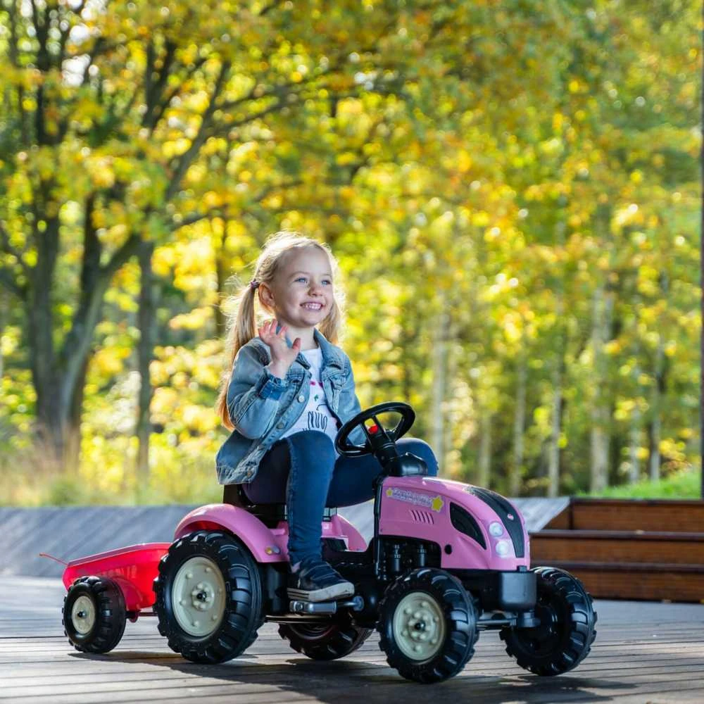 Vaikiškas pedalinis traktorius Falk Country Star 2056L, su priekaba, rožinis