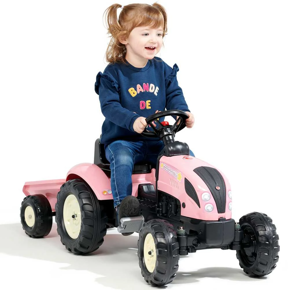 Vaikiškas pedalinis traktorius Falk Country Star 2056L, su priekaba, rožinis