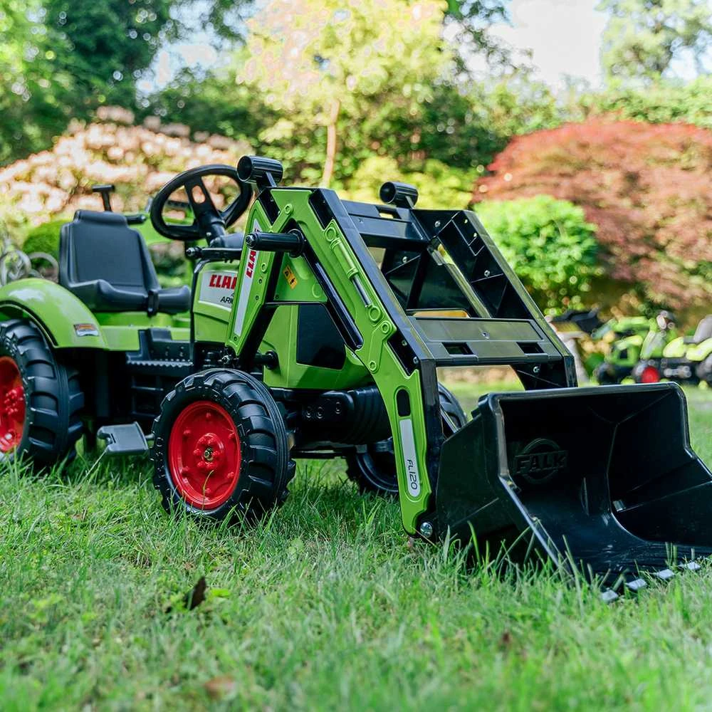 FALK pedalinis traktorius Claas Avec žalias su priekaba