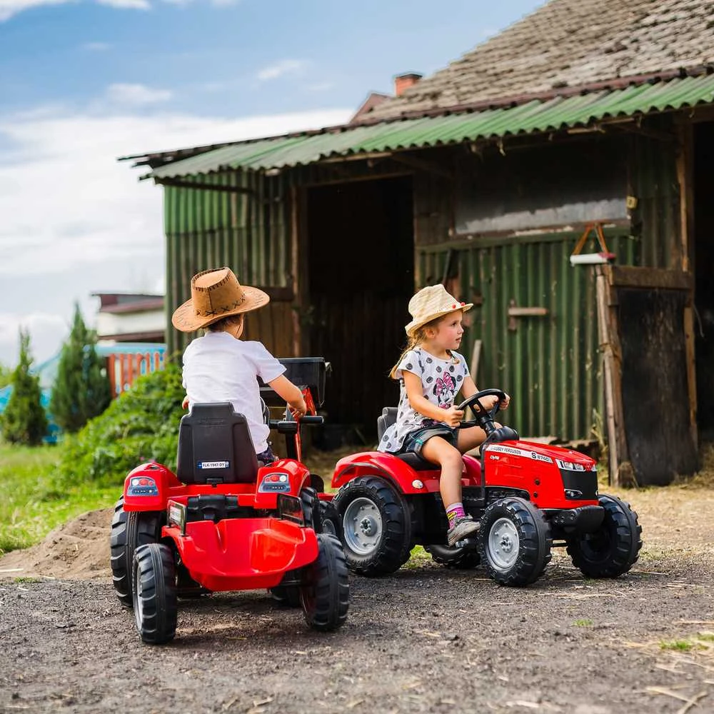 Pedalinis traktorius su priekaba FALK Massey Ferguson raudonas nuo 3 metų