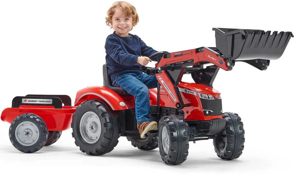 Pedalinis traktorius su priekaba FALK Massey Ferguson raudonas nuo 3 metų