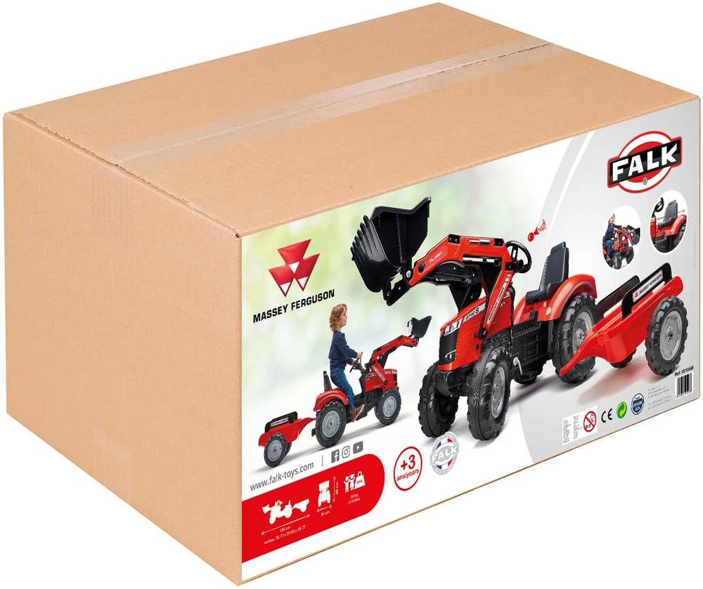 Pedalinis traktorius su priekaba FALK Massey Ferguson raudonas nuo 3 metų