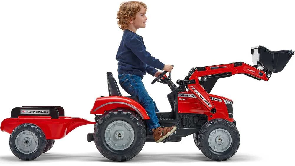 Pedalinis traktorius su priekaba FALK Massey Ferguson raudonas nuo 3 metų