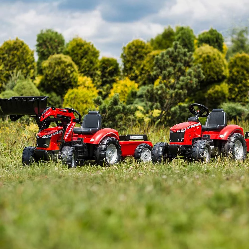 Pedalinis traktorius su priekaba FALK Massey Ferguson raudonas nuo 3 metų