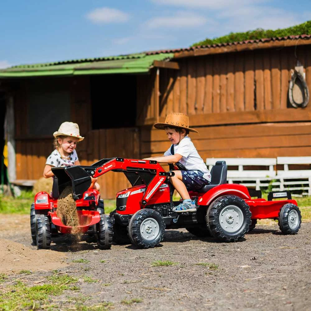 Pedalinis traktorius su priekaba FALK Massey Ferguson raudonas nuo 3 metų