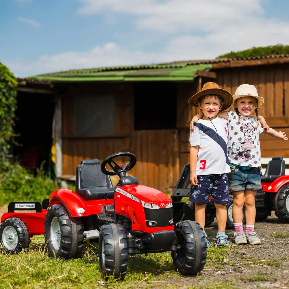 Pedalinis traktorius su priekaba FALK Massey Ferguson raudonas nuo 3 metų