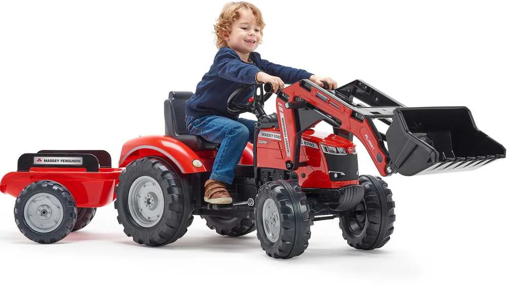 Pedalinis traktorius su priekaba FALK Massey Ferguson raudonas nuo 3 metų