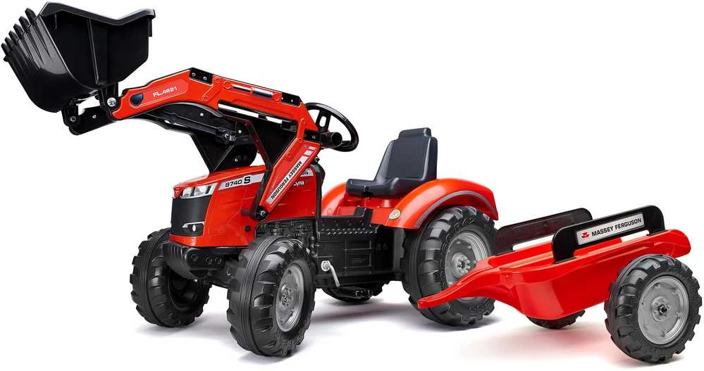 Pedalinis traktorius su priekaba FALK Massey Ferguson raudonas nuo 3 metų