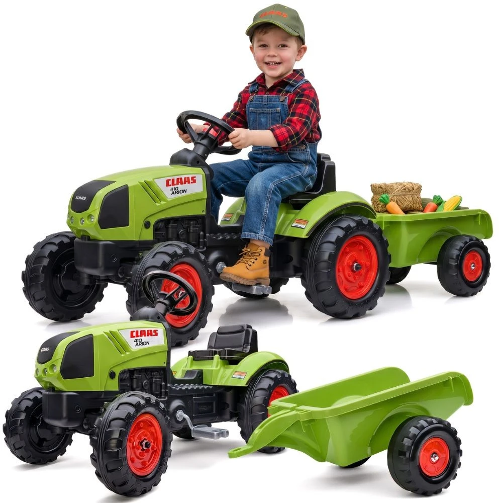Vaikiškas pedalinis traktorius Falk Claas FAL2040A, su priekaba, žalias