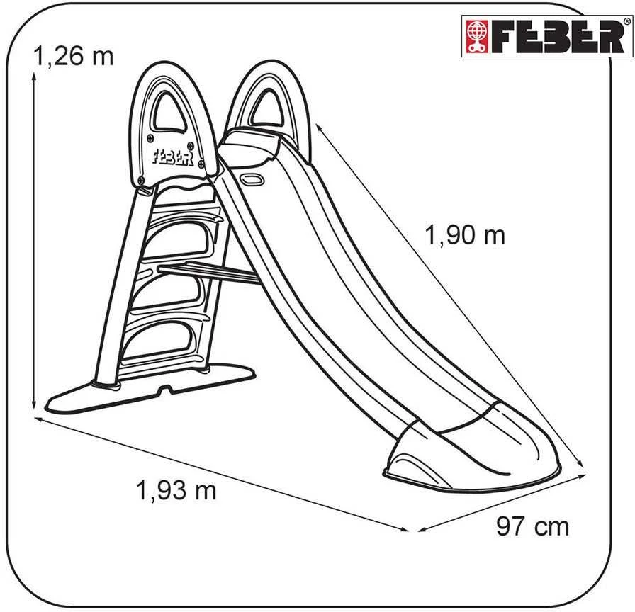 FEBER didelė lauko čiuožykla su vandens funkcija 190 cm