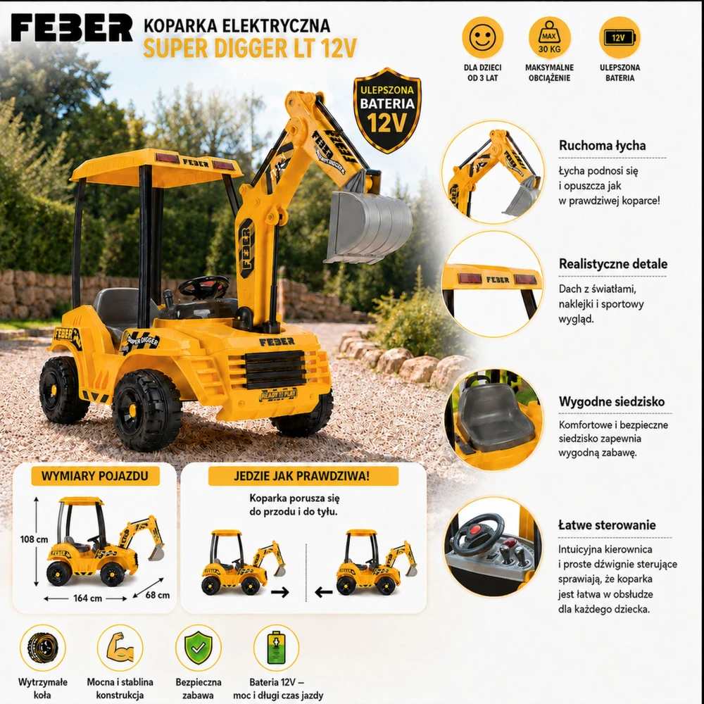 FEBER akumuliatorinis ekskavatorius Super Digger Improved LT 12V