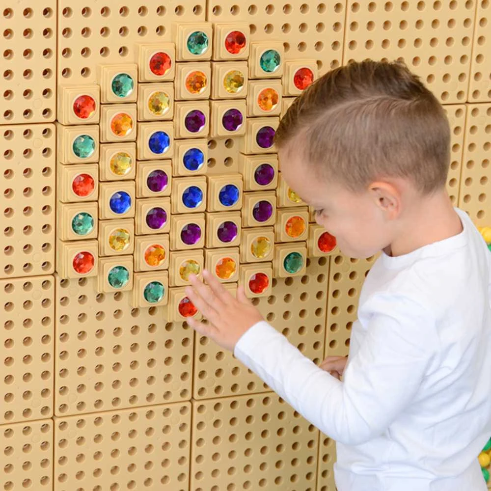MASTERKIDZ akriliniai spalvoti deimantai STEM mokslo lentai, 72 dalys