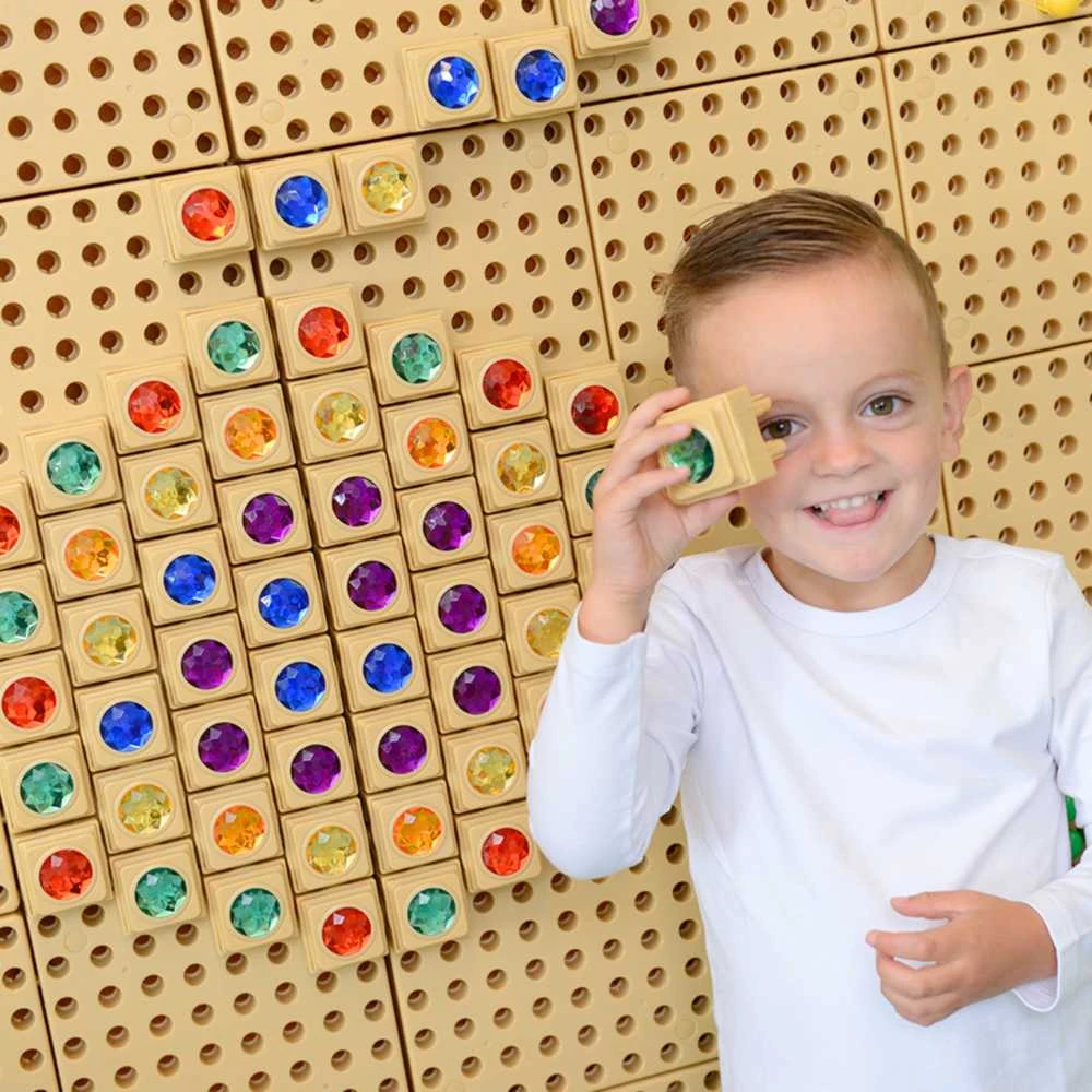 MASTERKIDZ akriliniai spalvoti deimantai STEM mokslo lentai, 72 dalys