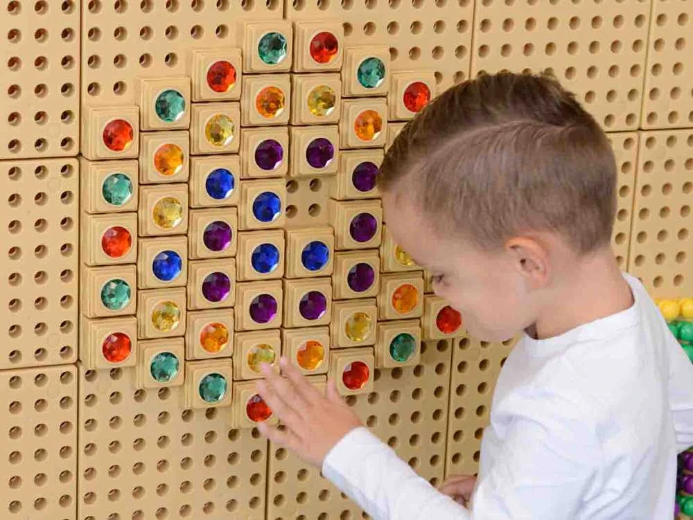 MASTERKIDZ akriliniai spalvoti deimantai STEM mokslo lentai, 72 dalys