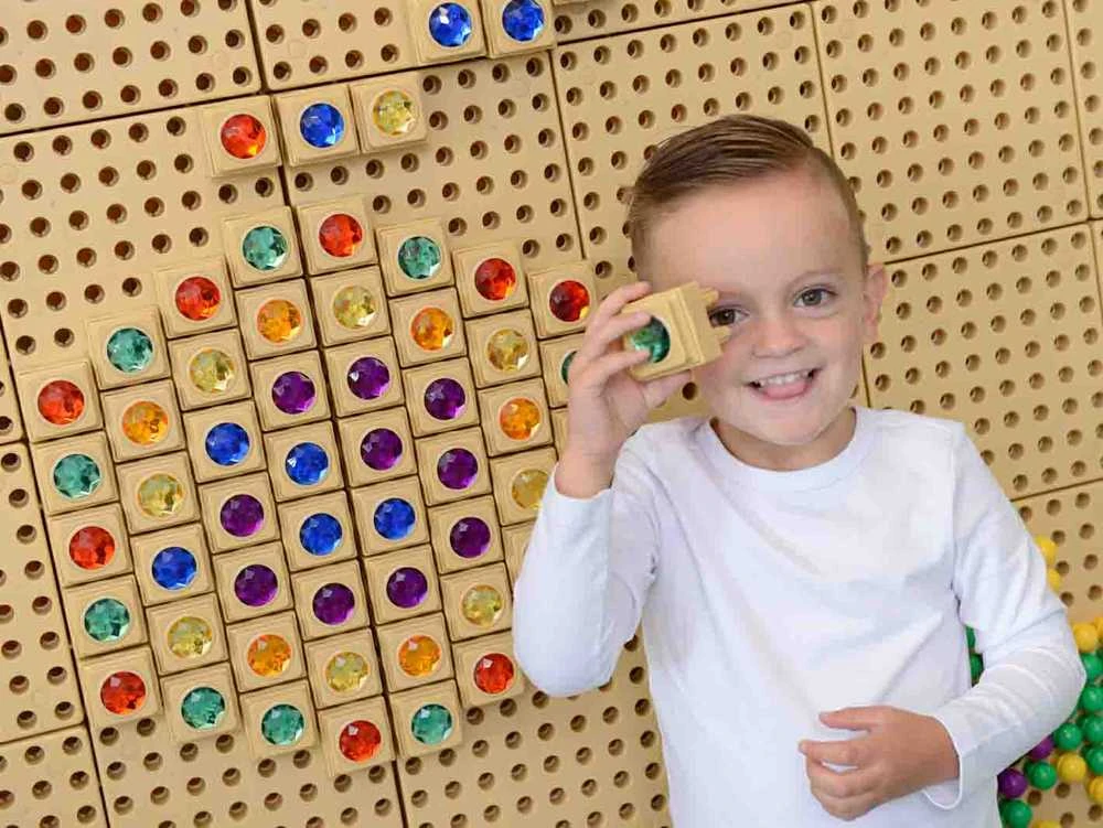MASTERKIDZ akriliniai spalvoti deimantai STEM mokslo lentai, 72 dalys