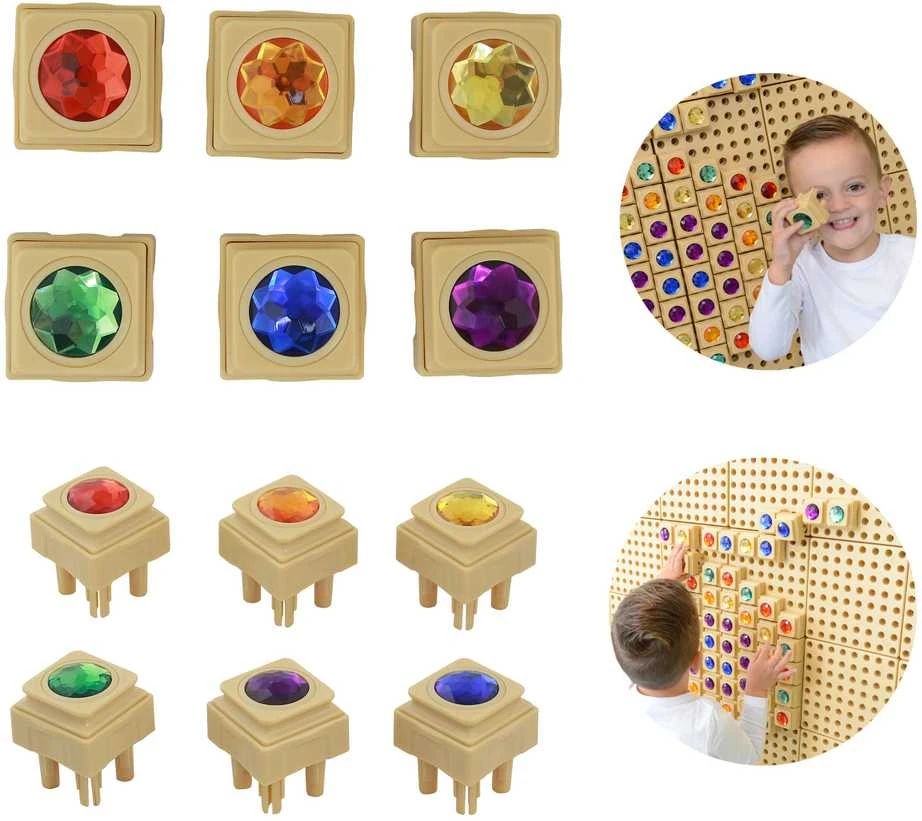 MASTERKIDZ akriliniai spalvoti deimantai STEM mokslo lentai, 72 dalys