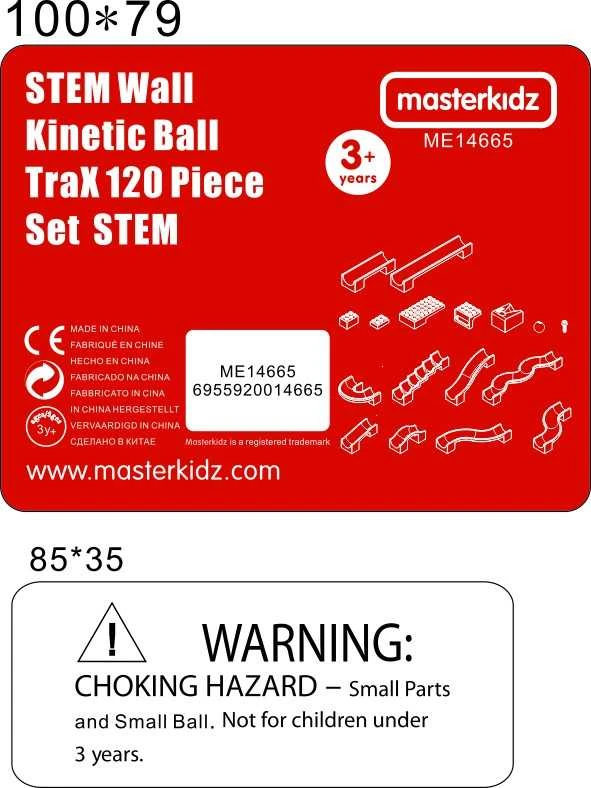 MASTERKIDZ kamuoliukų bėgimo trasos konstruktoriaus rinkinys STEM lenta 120 detalių