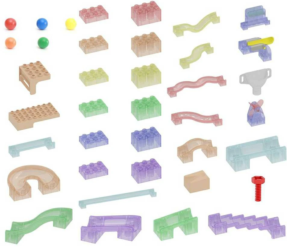MASTERKIDZ kamuoliukų bėgimo trasos konstruktoriaus rinkinys STEM lenta 209 dalys