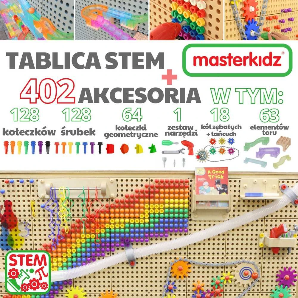 MASTERKIDZ laisvai pastatoma STEM kūrybinio mokymosi lenta 166 x 125 cm ir priedų rinkinys