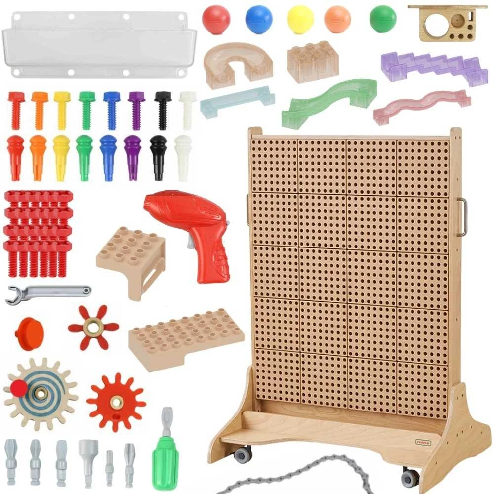 MASTERKIDZ laisvai pastatoma STEM kūrybinio mokymosi lenta 166 x 125 cm ir priedų rinkinys