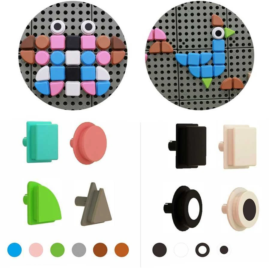 MASTERKIDZ 64 geometrinių formų kaiščių rinkinys STEM lentoms