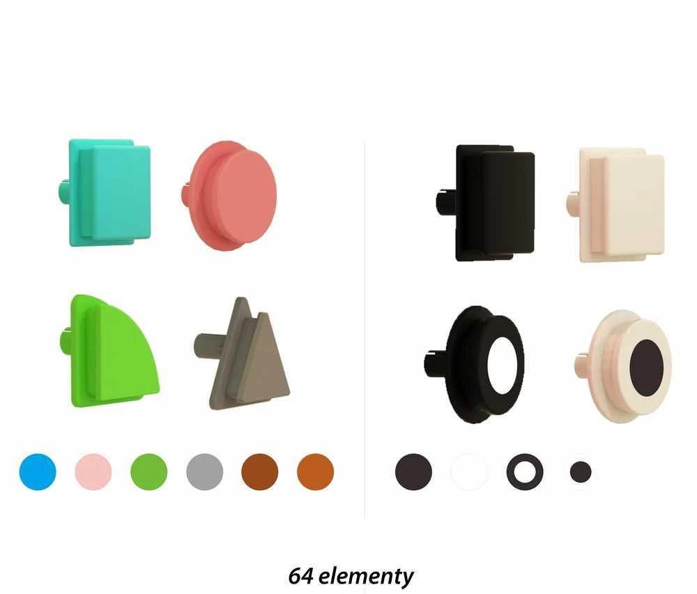 MASTERKIDZ 64 geometrinių formų kaiščių rinkinys STEM lentoms