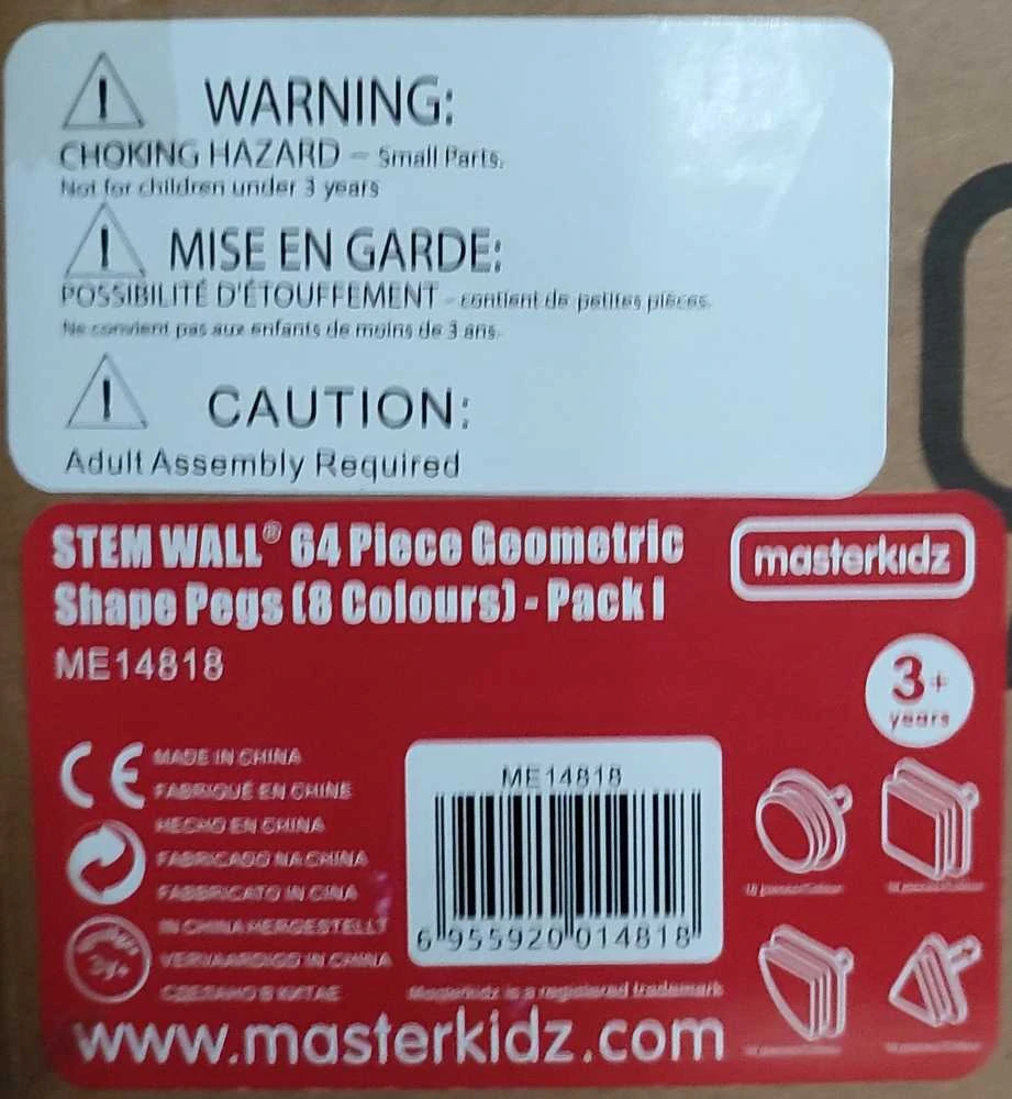 Masterkidz Žaislinis Geometrinių figūrų formos kaiščių rinkinys, 64 vnt