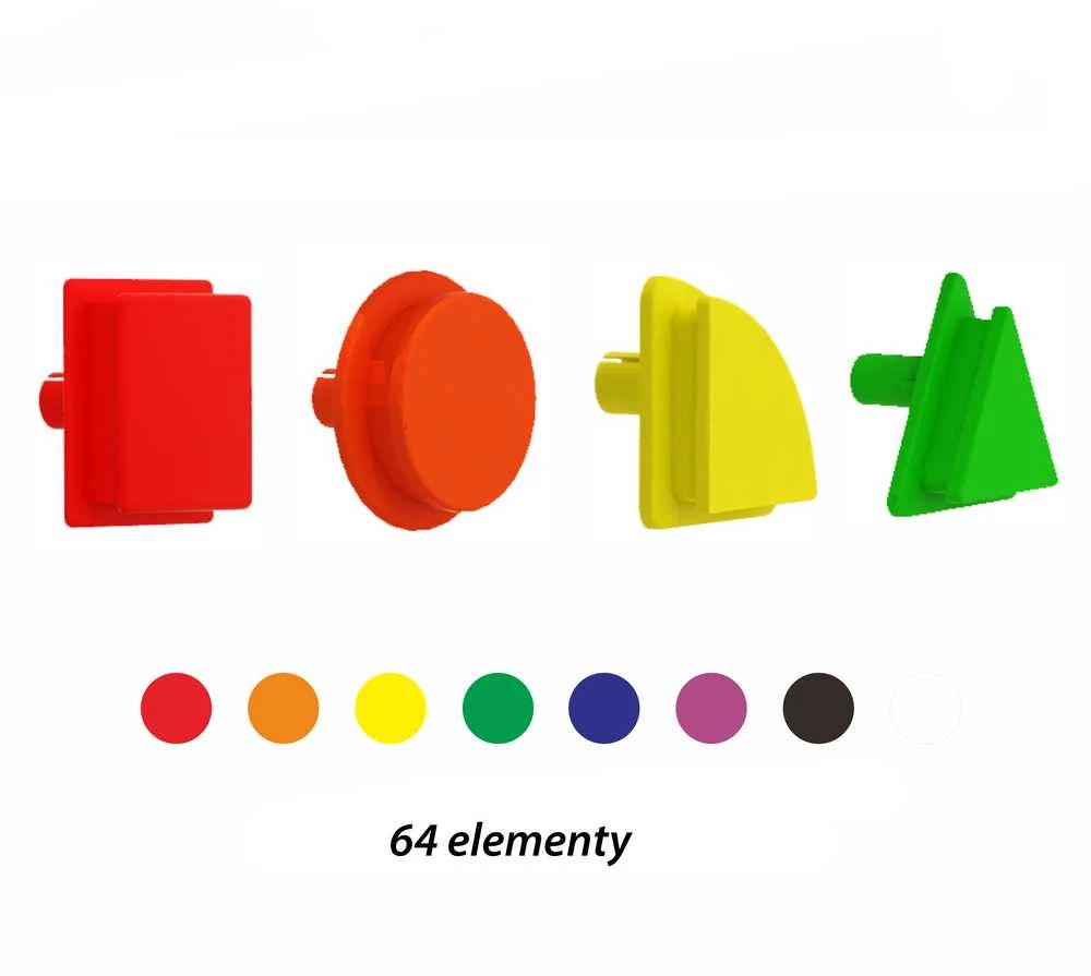 Masterkidz Žaislinis Geometrinių figūrų formos kaiščių rinkinys, 64 vnt