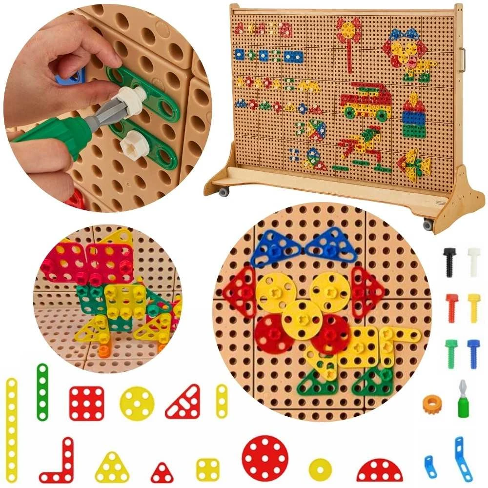 MASTERKIDZ Geometrinių Formų Rinkinys Kločiams STEM 260 vnt.