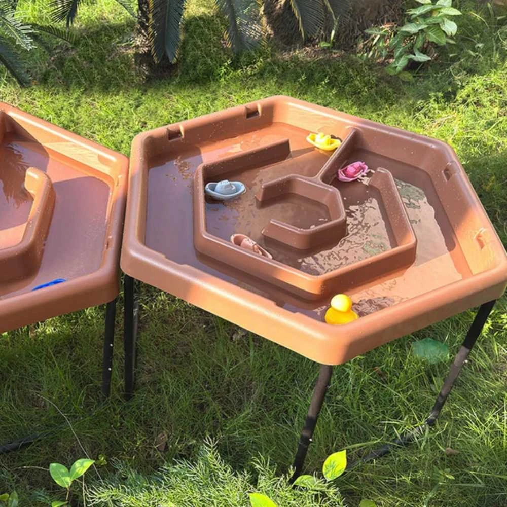 MASTERKIDZ šešiakampis žaidimų staliukas smėliui ir vandeniui