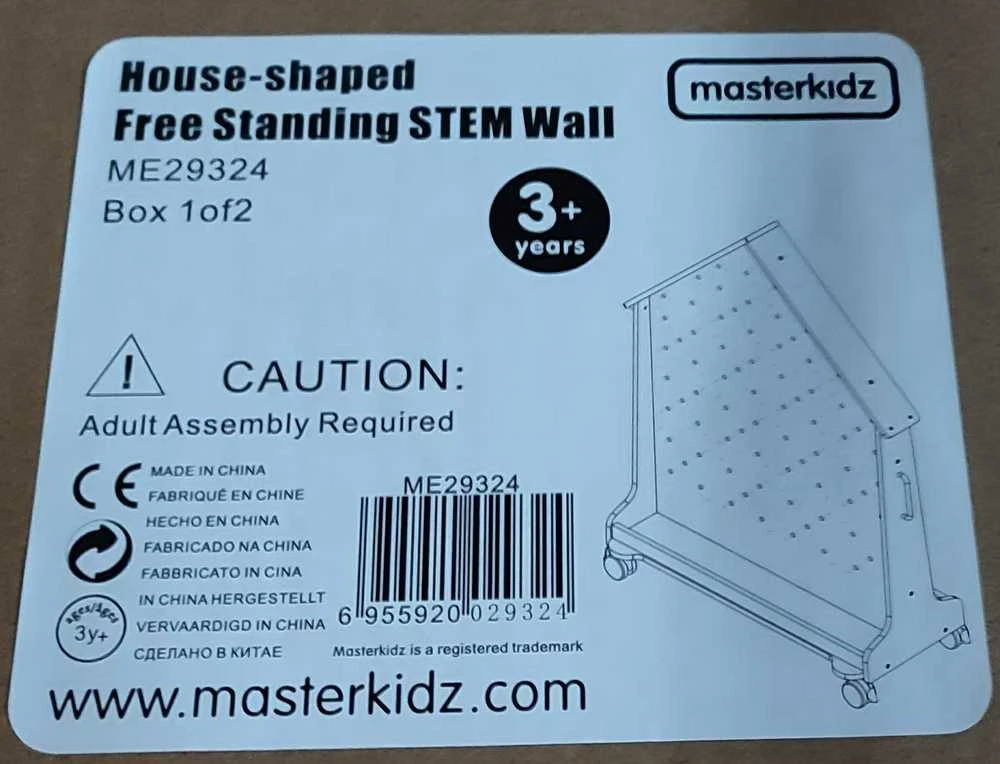 MASTERKIDZ medinė STEM lenta, laisvai stovinti, XXL dydžio, namo formos