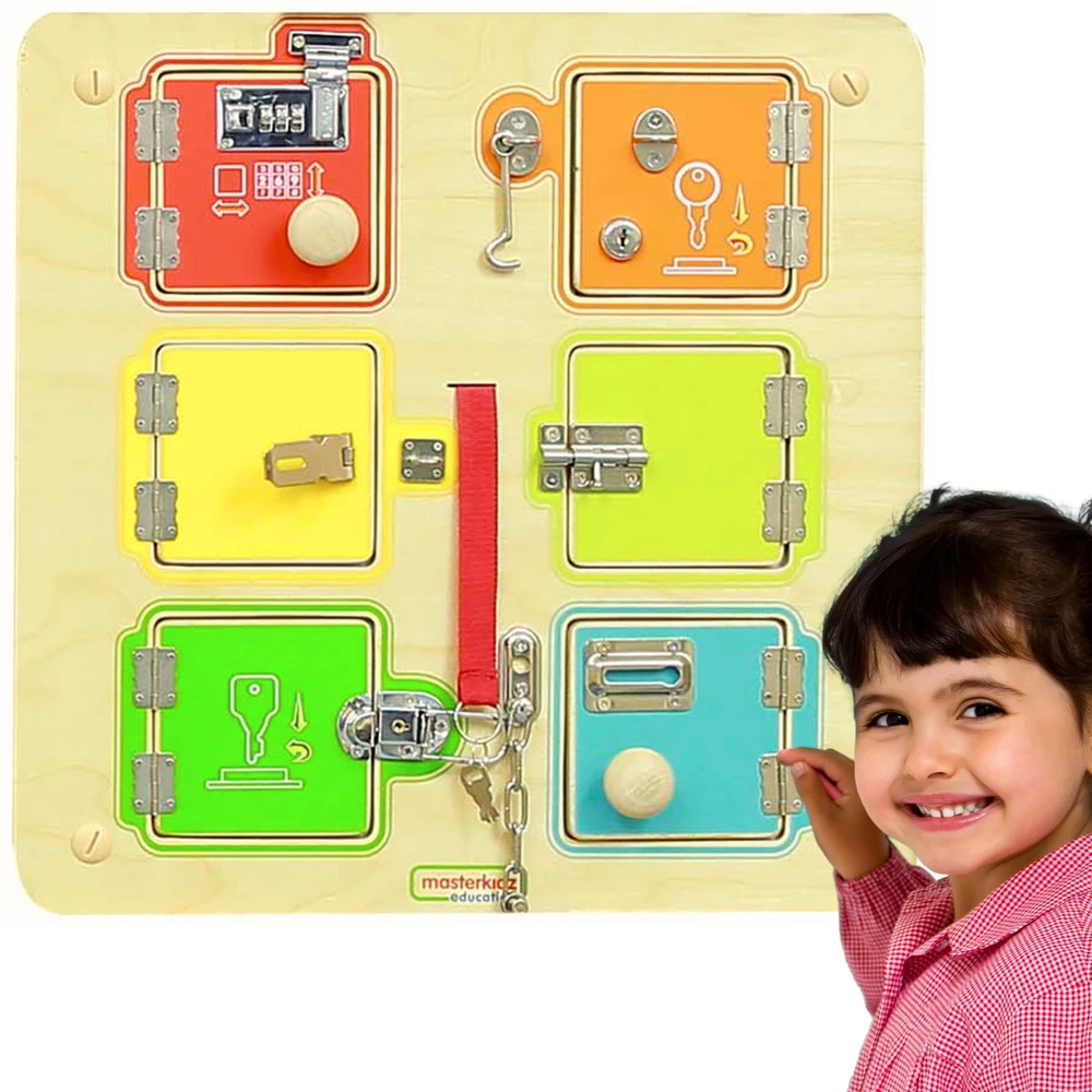 Masterkidz Medinė Žaidimų Lenta Mokymuisi Užrakinti ir Atidaryti - 6 Seifai