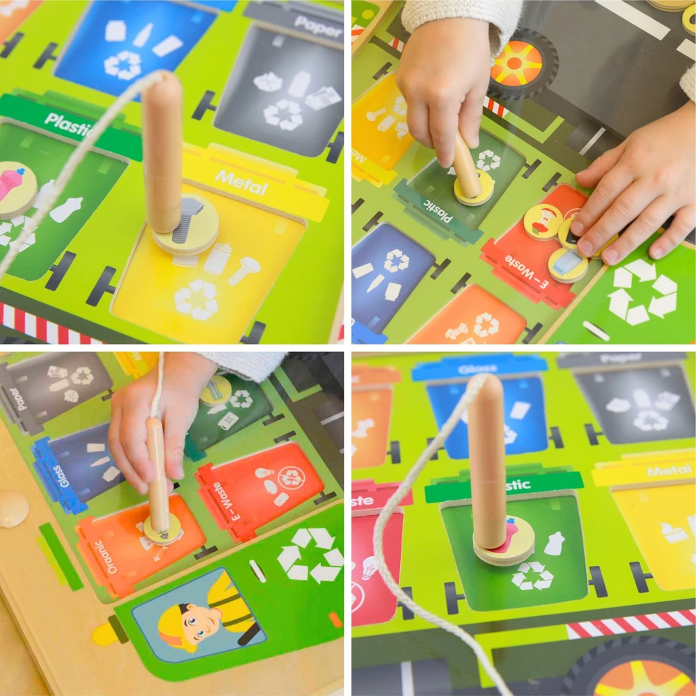 MASTERKIDZ Švietimo Žaislas – Medinė Tinkama Atliekų Rūšiavimo Lenta