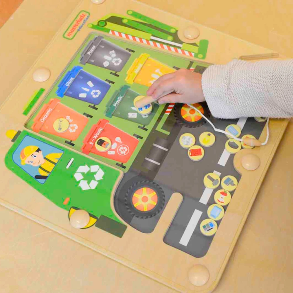 MASTERKIDZ Švietimo Žaislas – Medinė Tinkama Atliekų Rūšiavimo Lenta