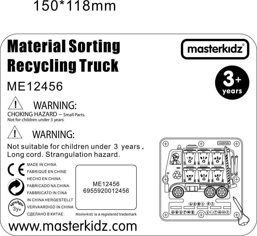 MASTERKIDZ Švietimo Žaislas – Medinė Tinkama Atliekų Rūšiavimo Lenta